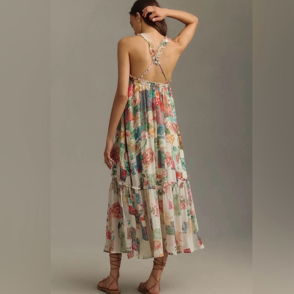 BNWT. Anthropologie Printed Chiffon Midi Dress.